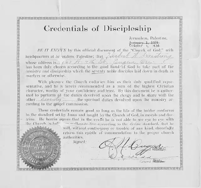 1.HWA's Certificate of Discipleship(1934)